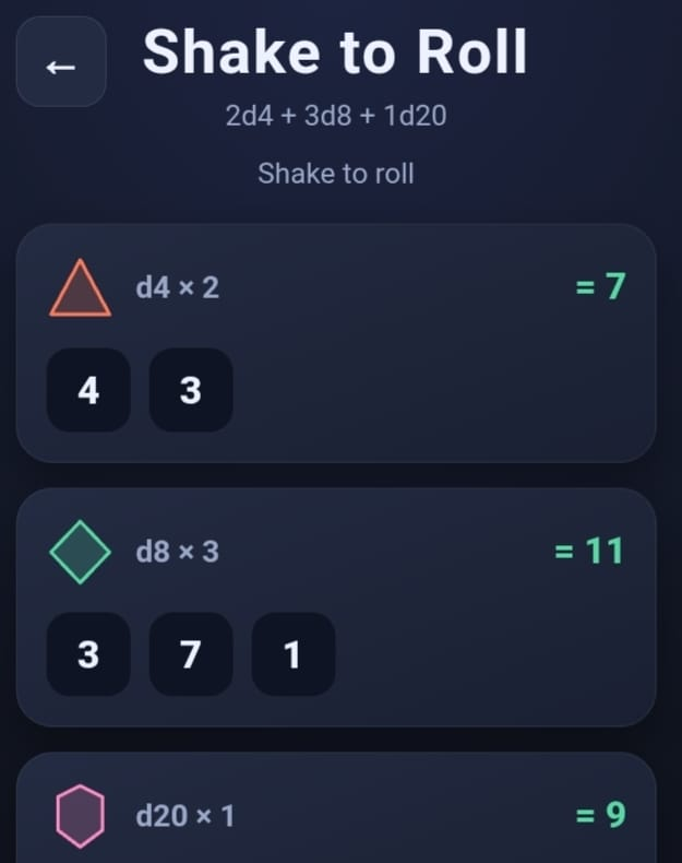 Dice Table — app preview