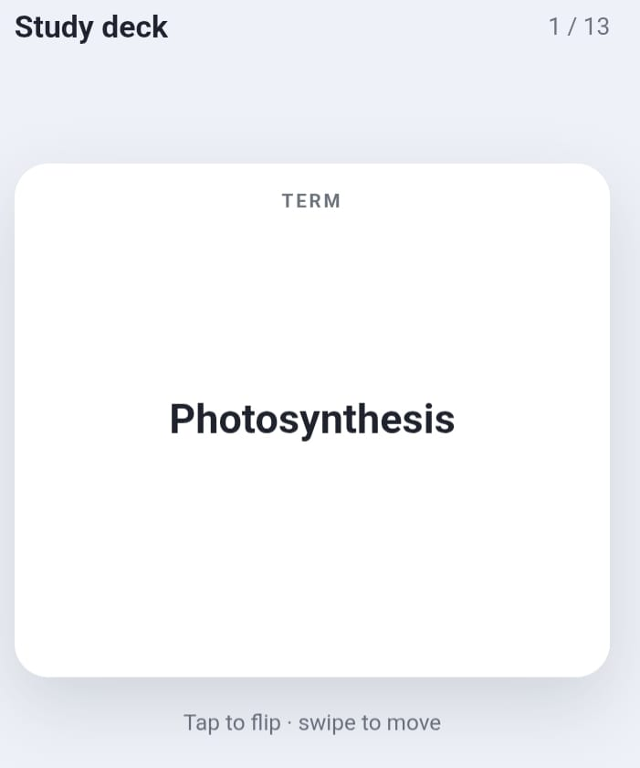 Flashcards — app preview